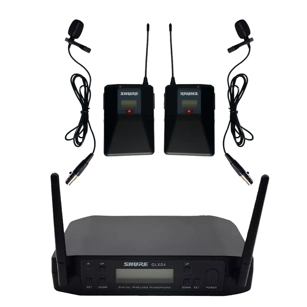 Sistema Inalámbrico Dual Shure GLXD4 con Micrófonos de Solapa (Lavalier)
