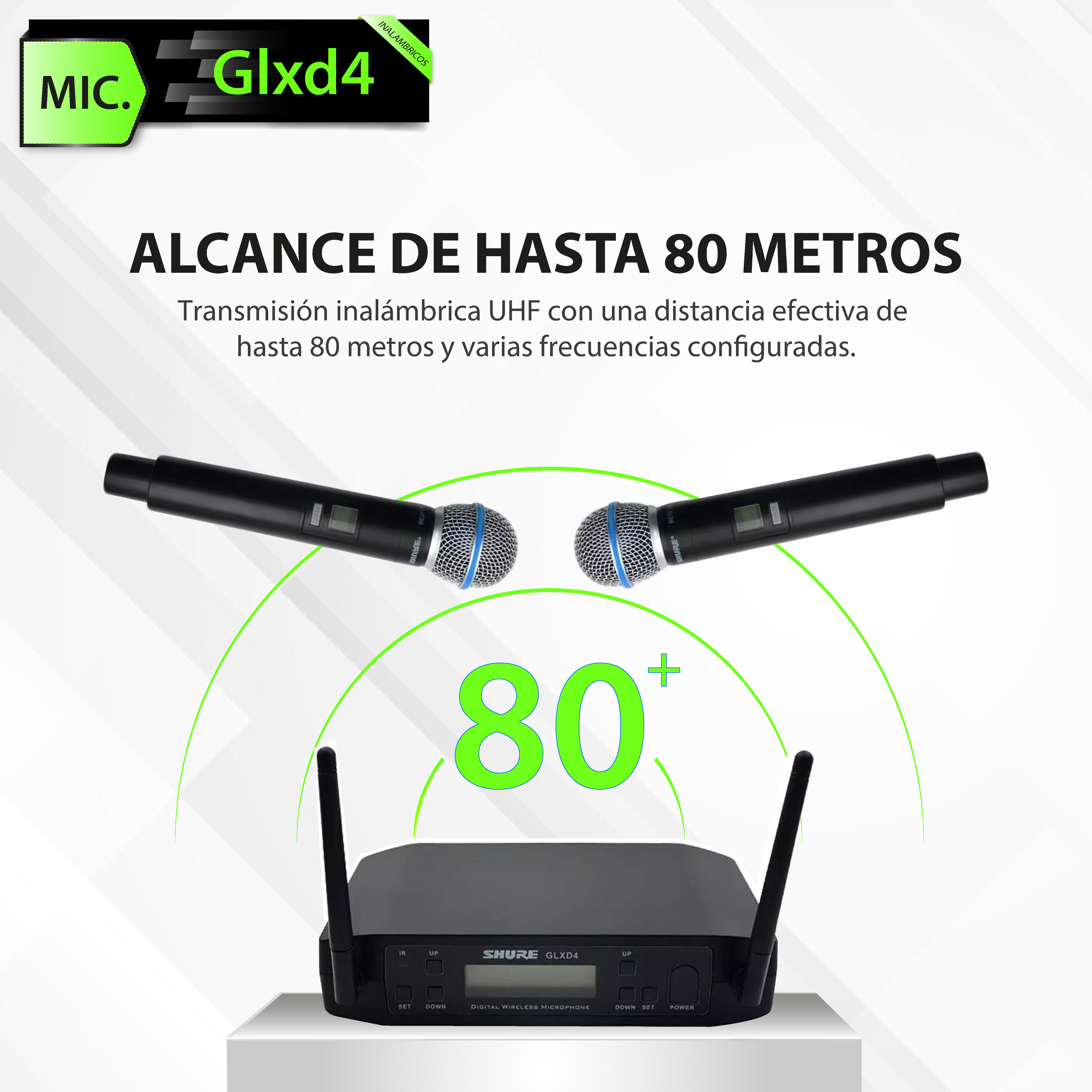 Sistema Inalámbrico Doble Shure GLXD4 de Mano