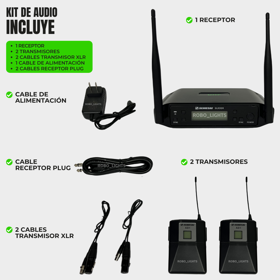 Senisei XLR Sistema Inalámbrico Dual Premium para Audio Profesional
