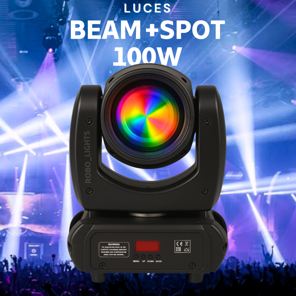 Cabeza Móvil Beam LED 100W Profesional - Efecto Prisma, Gobos y DMX
