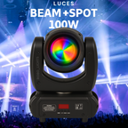 Cabeza Móvil Beam LED 100W Profesional - Efecto Prisma, Gobos y DMX