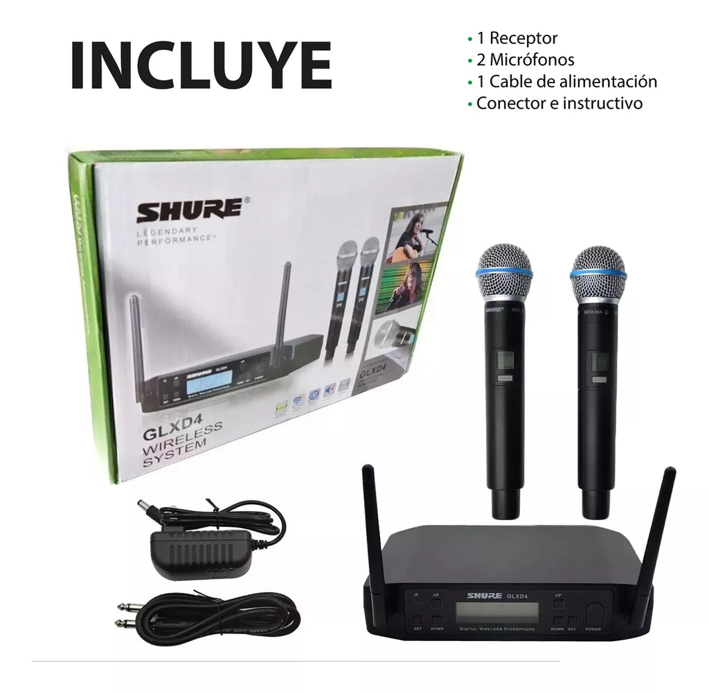 Sistema Inalámbrico Doble Shure GLXD4 de Mano