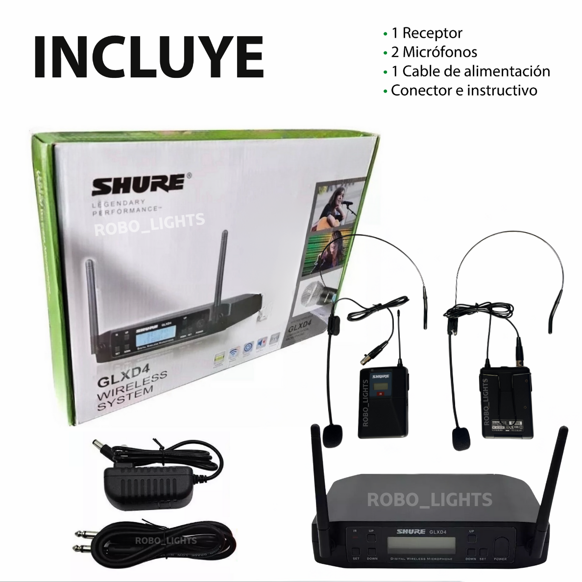 Sistema Dual Inalámbrico Shure GLXD4 de Diadema.