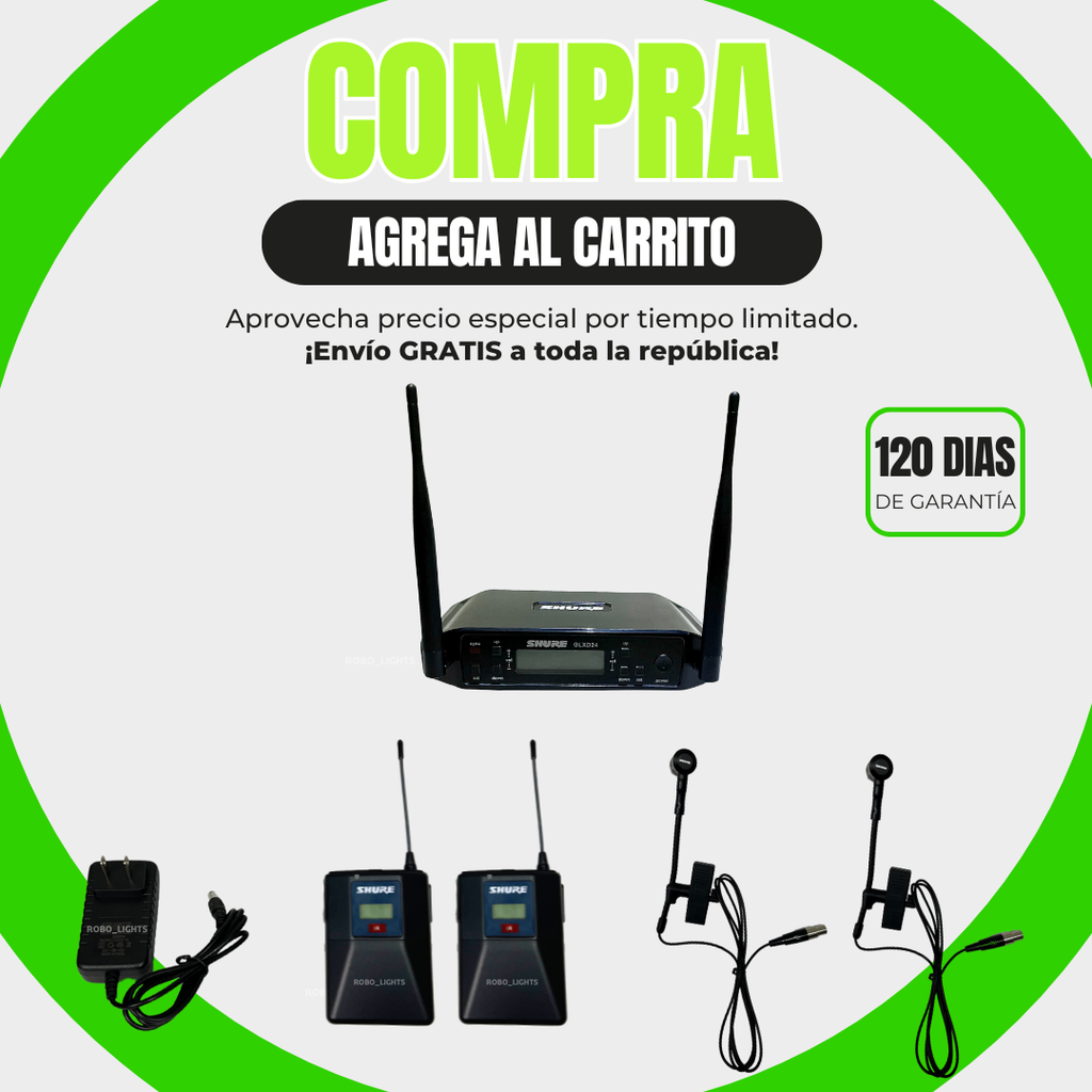 Sistema de Micrófonos Inalámbricos Shure GLXD24 Doble para Instrumentos