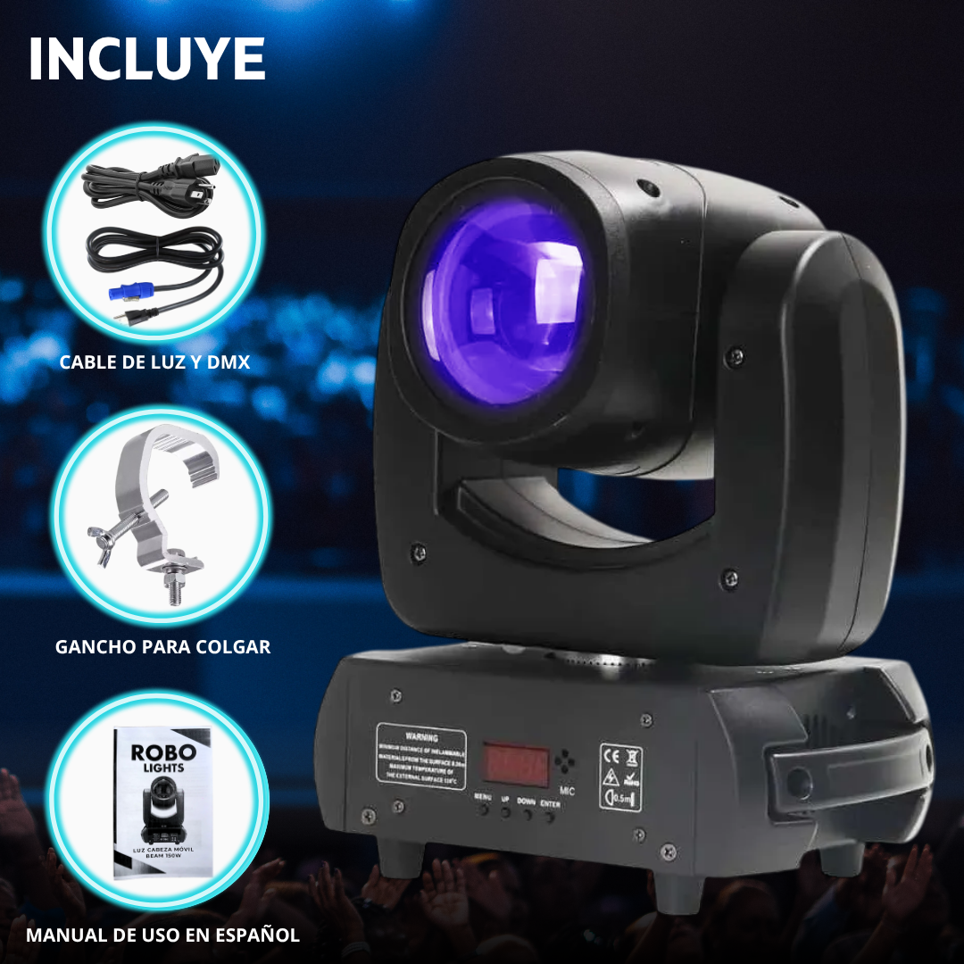 Cabeza Móvil Beam LED 100W Profesional - Efecto Prisma, Gobos y DMX